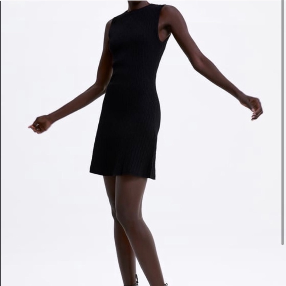 zara textured sweater dress with jewel button
